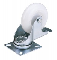 DRAPER 75mm Dia. Swivel Plate Fixing Nylon Wheel with Brake - S.W.L. 70Kg £10.49